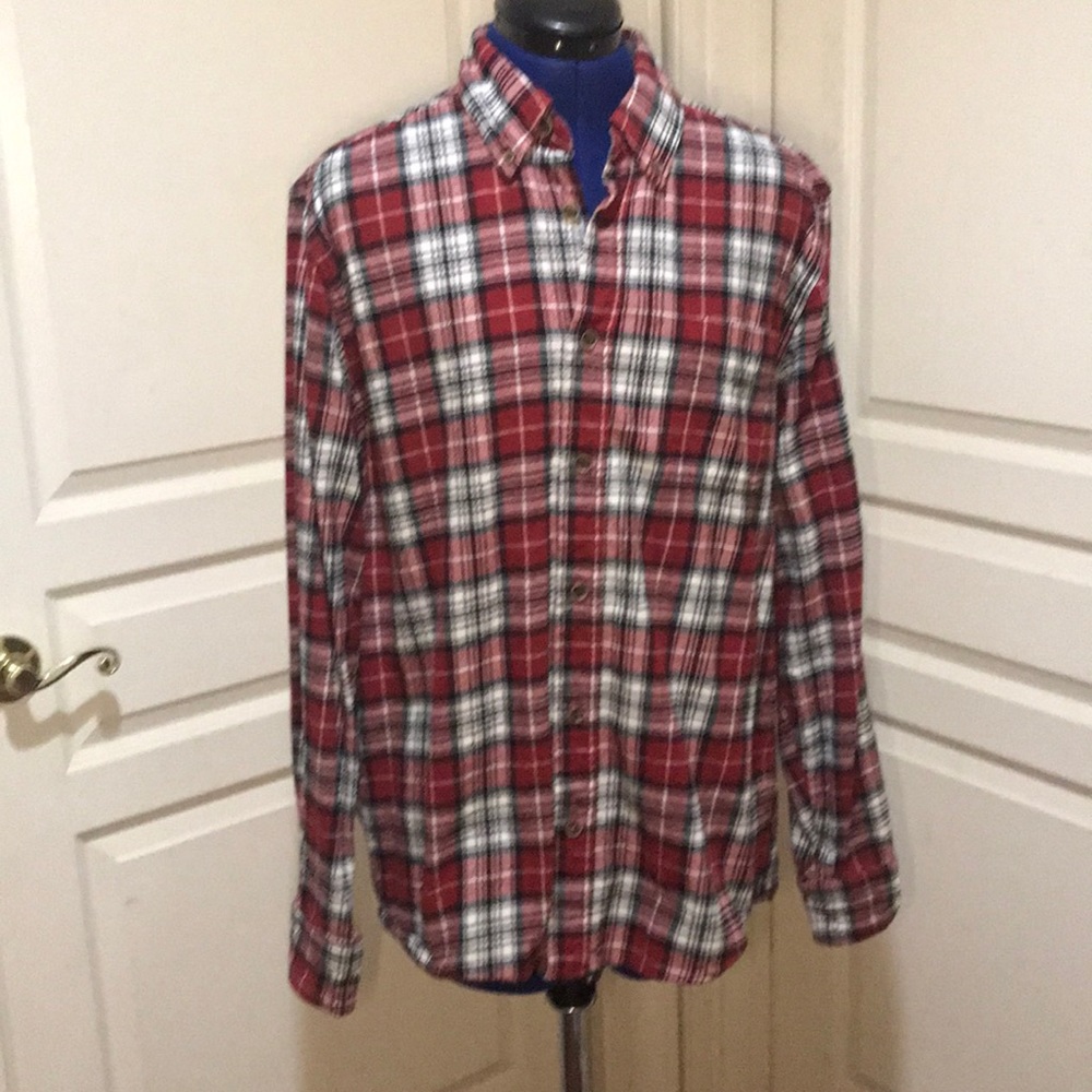 Weatherproof Red  Plaid Flannel Shirt Size Medium